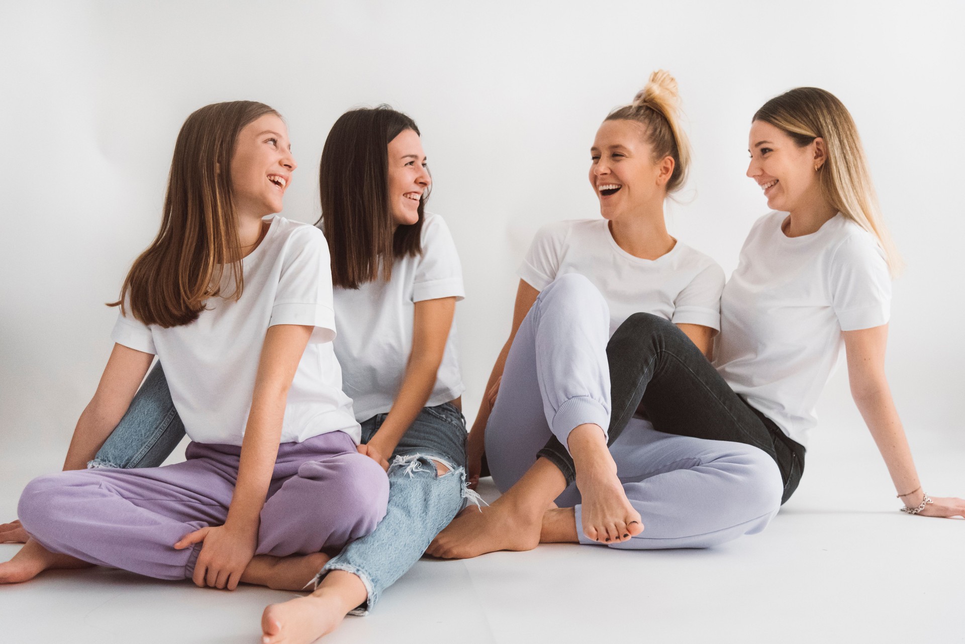 Group of young females having a laugh